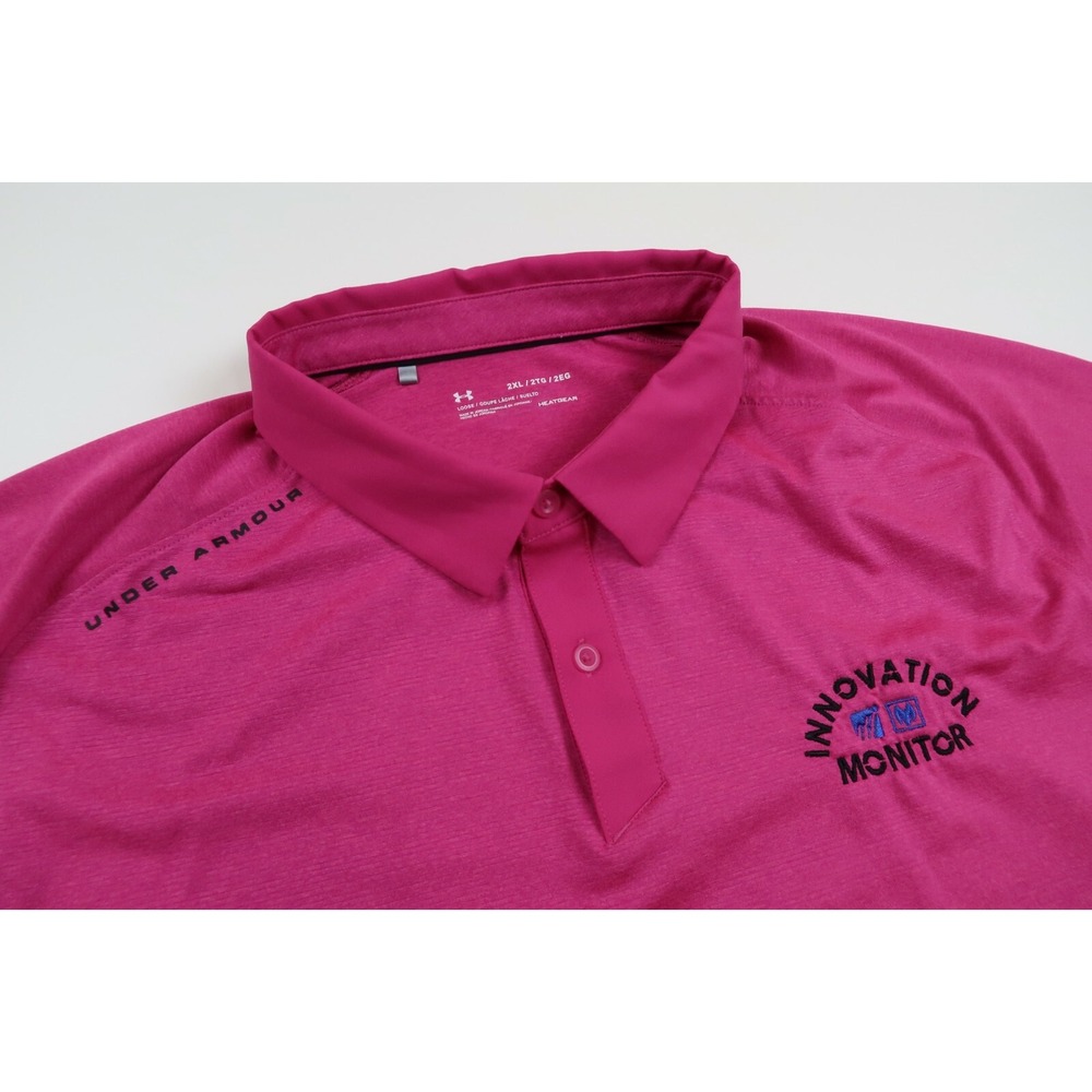 Under Armour Mens XXL Golf Performance Heat Gear Loose Pink Polo Shirt‎ 2XL